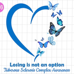 Tuberous Sclerosis Losing is not an option png, Tuberous Sclerosis awareness butterfly sublimation, Tuberous Sclerosis blue heart png
