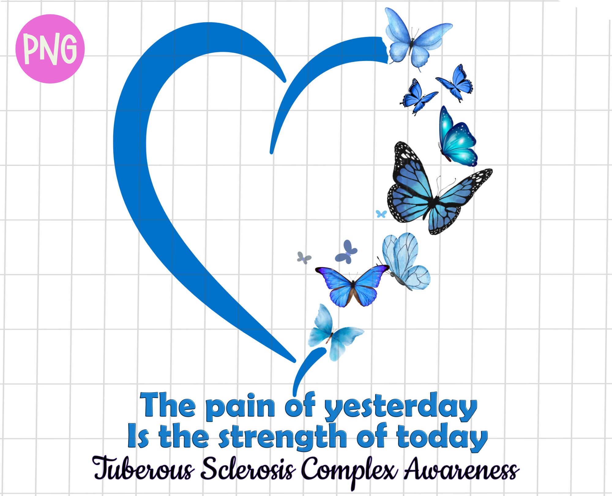 Tuberous Sclerosis Complex the pain of yesterday png, Tuberous sclerosis Complex awareness heart sublimation, TSC orange butterfly png