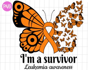 Leukemia awareness I am a survivor png, Leukemia awareness sublimation design, Leukemia orange bull png. Leukemai warrior bull t-shirt png