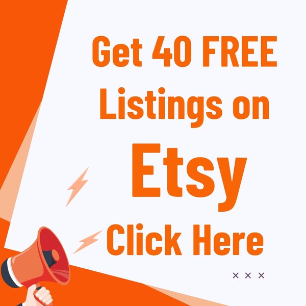 Etsy 40 Free Listings - get 40 Listings for FREE - Open your Shop with this LINK -> https://etsy.me/46KTCSZ