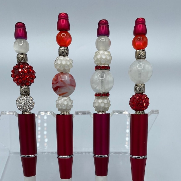 Red crimson beaded and bling pen, Custom Luxury, Rhinestones, Delta, Sorority, Line Sisters, Greek Crossing Gifts.