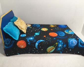1/6 scale Full Galaxy Bed & Bedding for 10 to 12 inch Star Wars Dolls, Action Figures, Barbie, Blythe, JBD, Rainbow High, Monster High, etc.