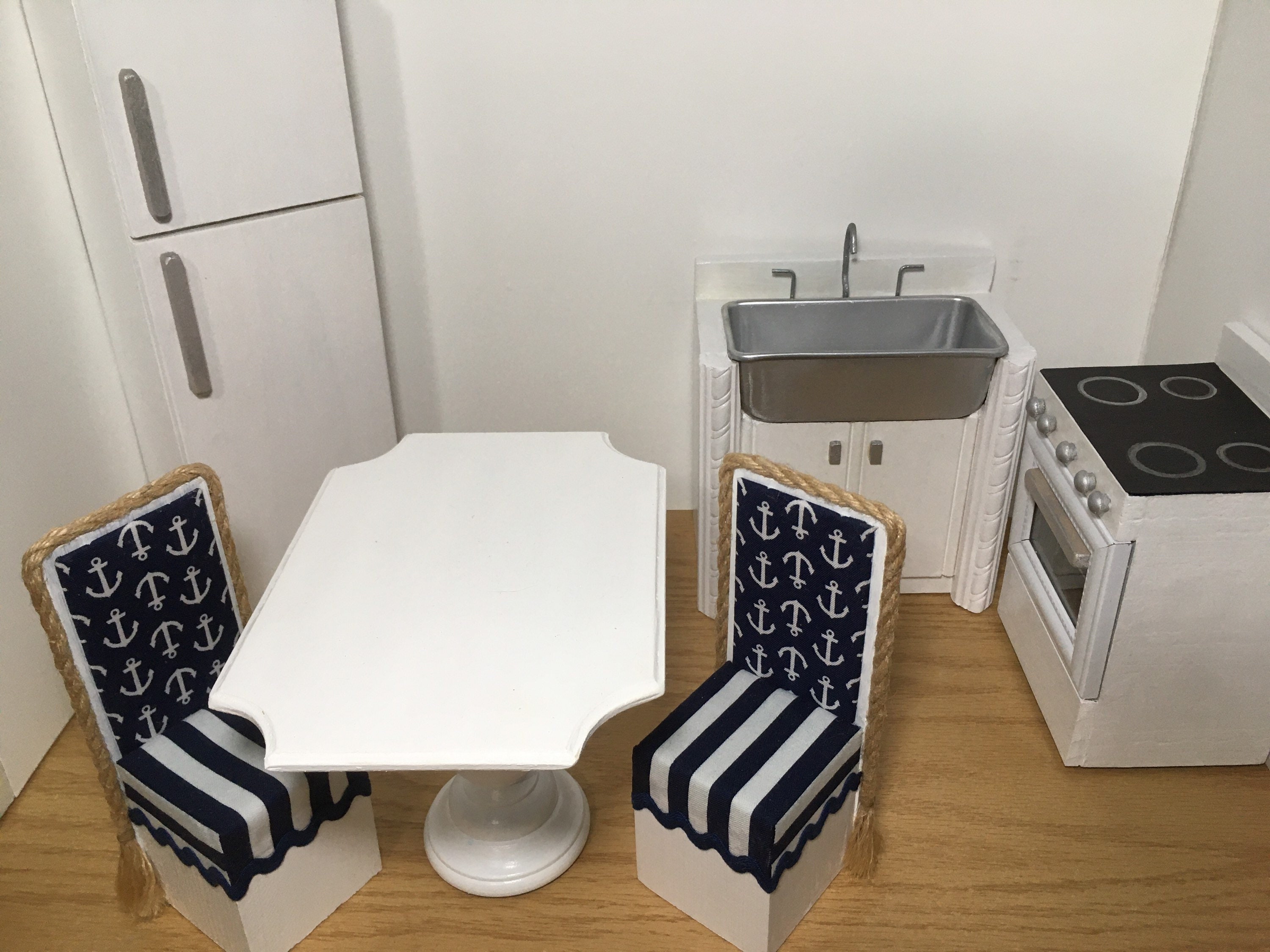 Kitchen/dining Full 6 Pc. Set. Playscale Nautical 1/6 Scale Dollhouse ...