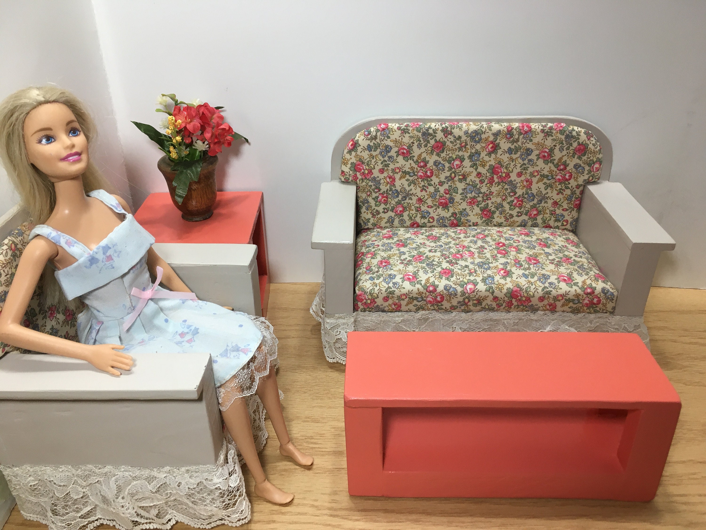 Conjunto completo 1/6 escala muebles de sala de estar para | Etsy