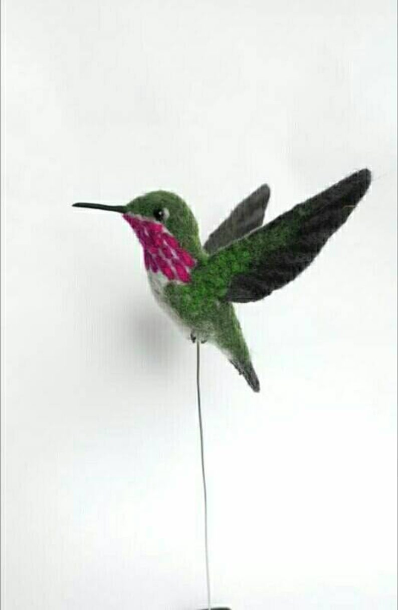 Needle felted hummingbird, felted birds, needle felted bird, needle felted animals, needle felted, hummingbird, felt bird image 1