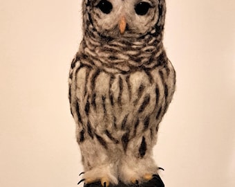 Needle felted owl, needle felted, needle felted animals, Barred owl, needle felt owl, OOAK, owl ornaments, needle felted bird,