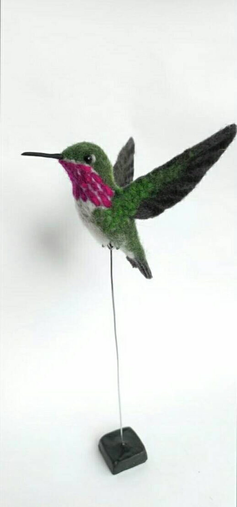 Needle felted hummingbird, felted birds, needle felted bird, needle felted animals, needle felted, hummingbird, felt bird image 2