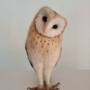 needle felted barn owl, barn owl, owl decor, needle felted bird, owl, owl sculpture, owl ornaments, felted barn owl, needle felted animals