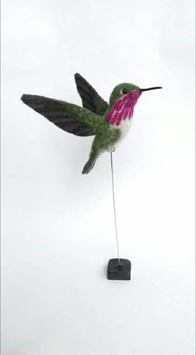 Needle felted hummingbird, felted birds, needle felted bird, needle felted animals, needle felted, hummingbird, felt bird image 5