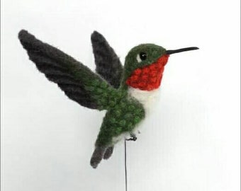 Needle felted, needle felted hummingbird, needle felted bird, Ruby-thoated hummingbird, hummingbird, felted animals, felted birds,