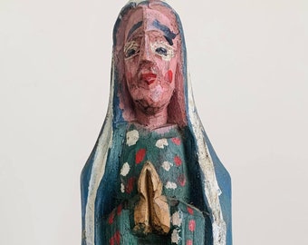 Guatemalan Santa Statue / Vintage / Mayan Art / Saints / Hand Carved Hand Painted Wood / Folk Art / Religious Sculpture