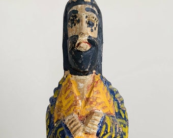 Apostle Santo Statue / Guatemalan / Vintage / Mayan Art / Saints / Hand Carved Hand Painted Wood / Folk Art / Religious Sculpture