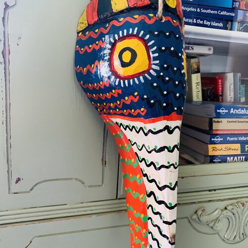 Golden Eye Toucan Wooden Mask / Guatemalan / shops Vintage / Mayan Art / Hand Carved Hand Painted / Wall Hanging / Wall Art / Folk Art