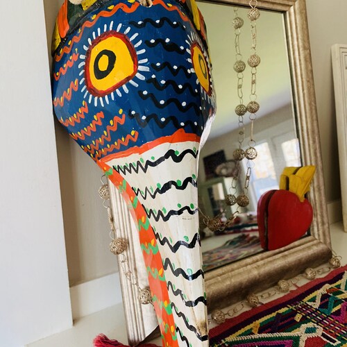 Golden Eye Toucan Wooden Mask / Guatemalan / shops Vintage / Mayan Art / Hand Carved Hand Painted / Wall Hanging / Wall Art / Folk Art