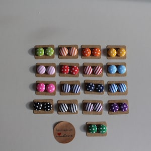 Fabric covered button earrings and rings