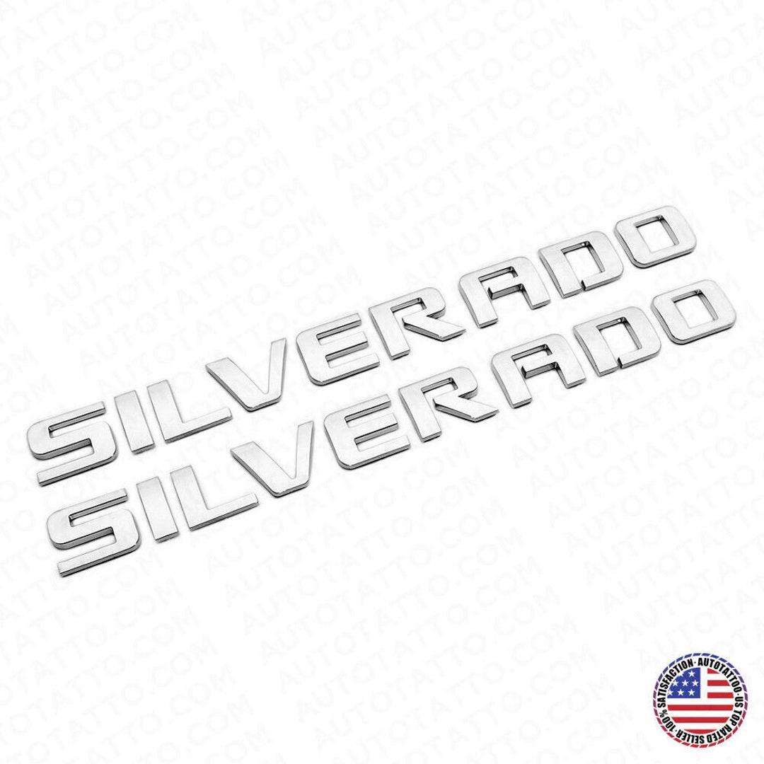 2x Chevy Silverado Fender Tailgate Logo Nameplates Letter 3D Decal