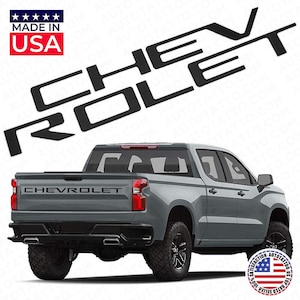 19-22 Silverado CHEVROLET Tailgate Insert 3D Letter Badge Nameplate Emblem Black