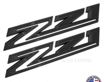 2x Chevy 19-21 Silverado Z71 Fender Letter Sport Logo Emblem Badge Gloss Black