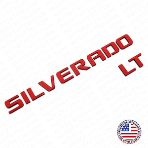 For Chevy Red & Black Silverado LT Tailgate Logo Nameplates Letter Sport Emblem