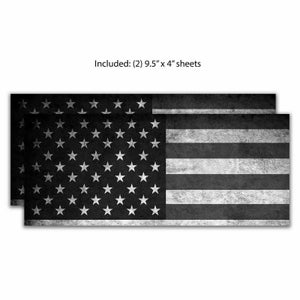 2x BW American Flag Universal Chevy Silverado Vinyl Decal Emblem Overlay Sticker