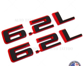 2x Chevy Silverado 6.2L Redline Hood Letter Logo Emblem Badge Z71 Blalck & Red