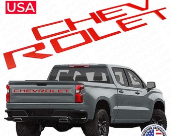 19-22 Silverado CHEVROLET Tailgate Insert 3D Letters Badge Nameplate Emblem Red