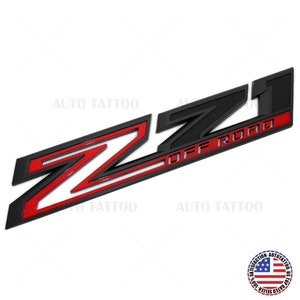 Chevy 19-21 Silverado Z71 Off Road Fender Letter Logo Emblem Badge Black Red