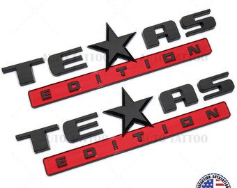 2x GMC Chevrolet Cadillac TEXAS Edition Door Emblem Badge Decorate Black Red