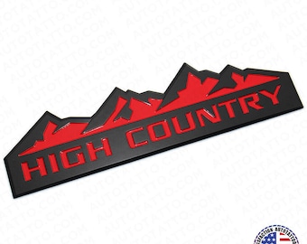 14-19 Chevy High Country Front Door Tailgate Letter Logo Emblem Badge Black Red