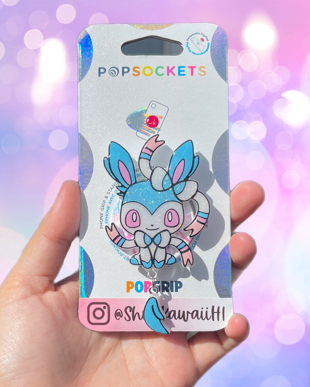 PopSockets - Pokemon - Diamond Sylveon - Glitter Graphic PopGrip - Pokemon Phone Grip