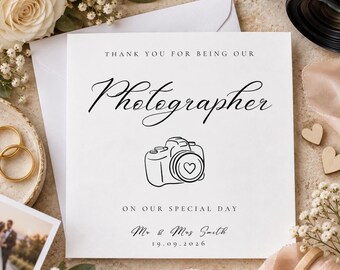 Personalised Thank You Wedding Supplier Card | Thanks Photographer Hair Stylist Bridesmaid | Wedding Vendor Card