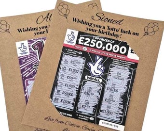 Personalised Birthday Scratch Card Holder – "Lotto Luck" Birthday Gift Favour