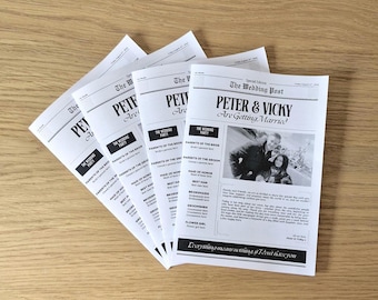 Personalised Wedding Newspaper A4 Booklet: Order of Service