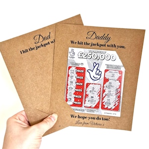 Personalised Father's Day Scratch Card Holder | Hit The Jackpot With You Gift Holder | Father's Day Gift image 2