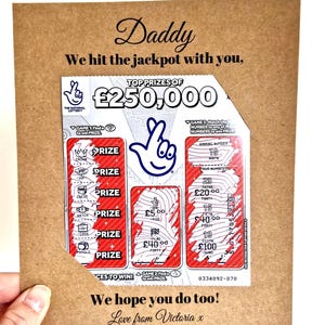 Personalised Father's Day Scratch Card Holder | Hit The Jackpot With You Gift Holder | Father's Day Gift image 8