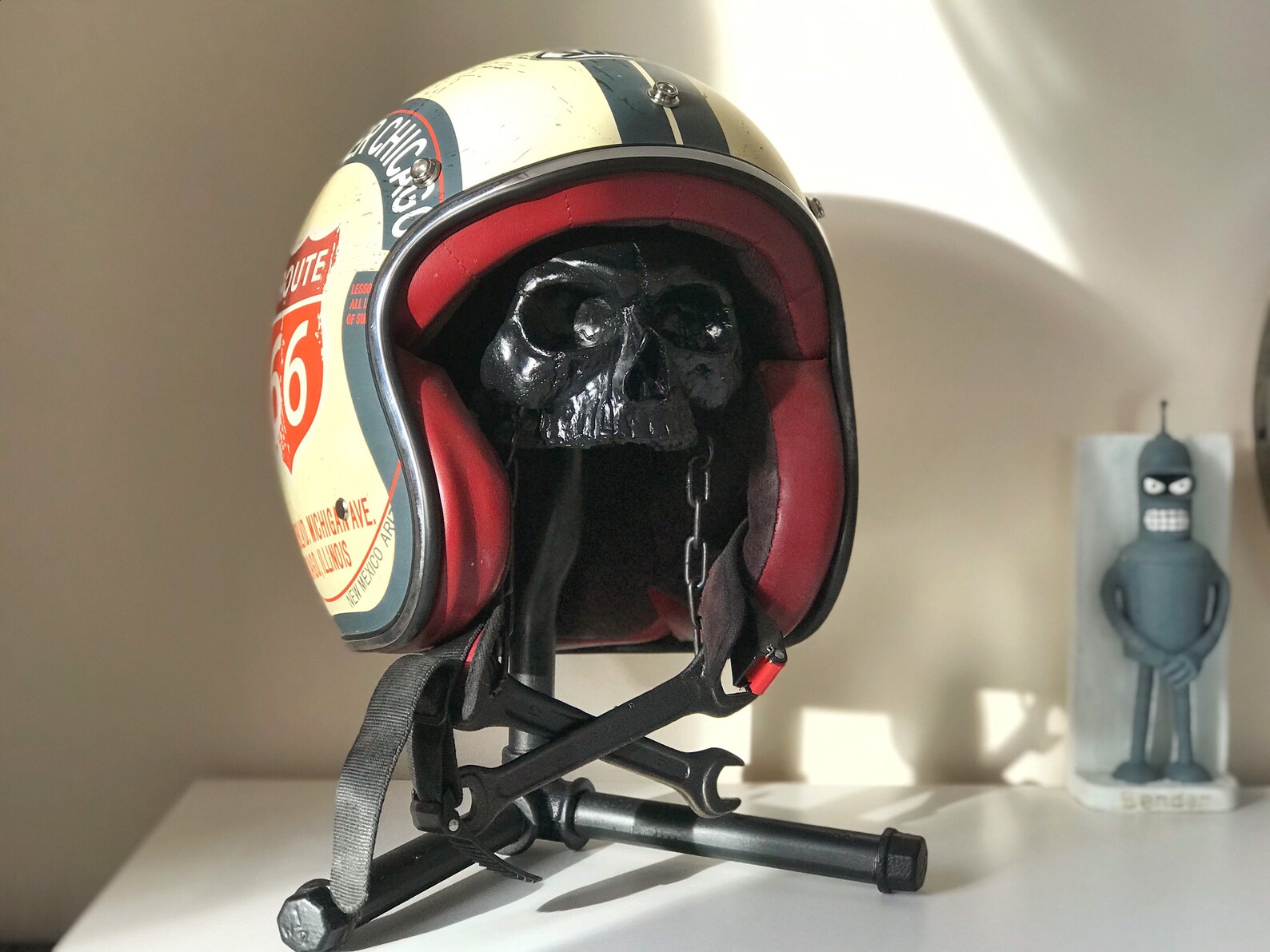 Motorcycle helmet skull helmet stand Halloween prop Etsy