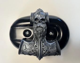 Viking Skull Motorcycle Air Filter Cover: Gothic Biker Accessory