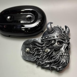 Handmade Viking Skull Air Filter Cover for Harley Davidson Sportster – Custom Gothic Motorcycle Accessory, personalized dad gift