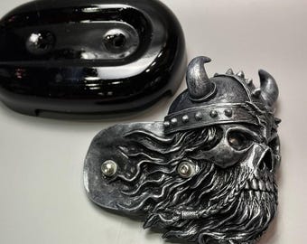 Handmade Viking Skull Air Filter Cover for Harley Davidson Sportster – Custom Gothic Motorcycle Accessory, personalized dad gift