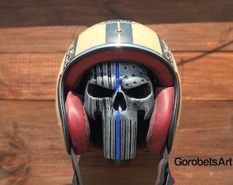 Punisher Skull Motorcycle Helmet Stand: Biker Gift