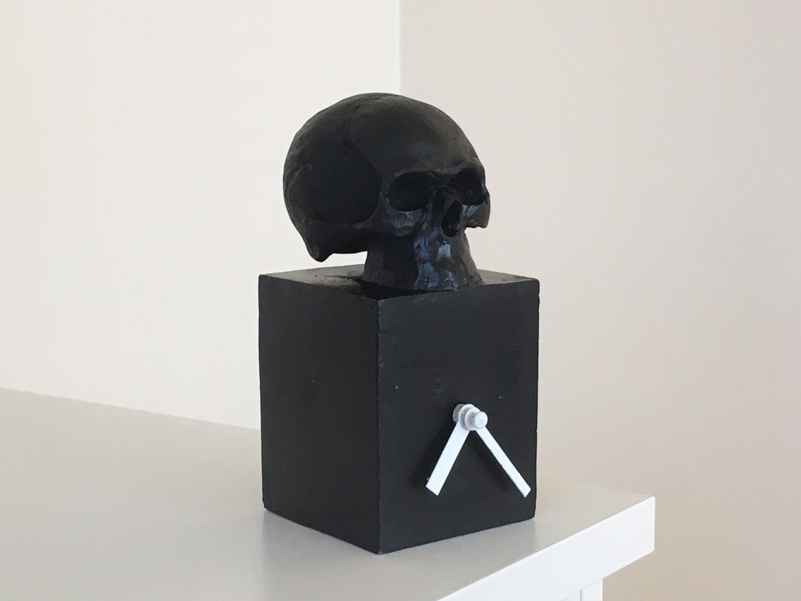 Skull Sculpture Skeleton Plaster Skull Clock Gothic Home Etsy Ireland