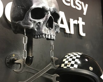 Skull Motorcycle Helmet Hanger: Biker Gift, Helmet Stand