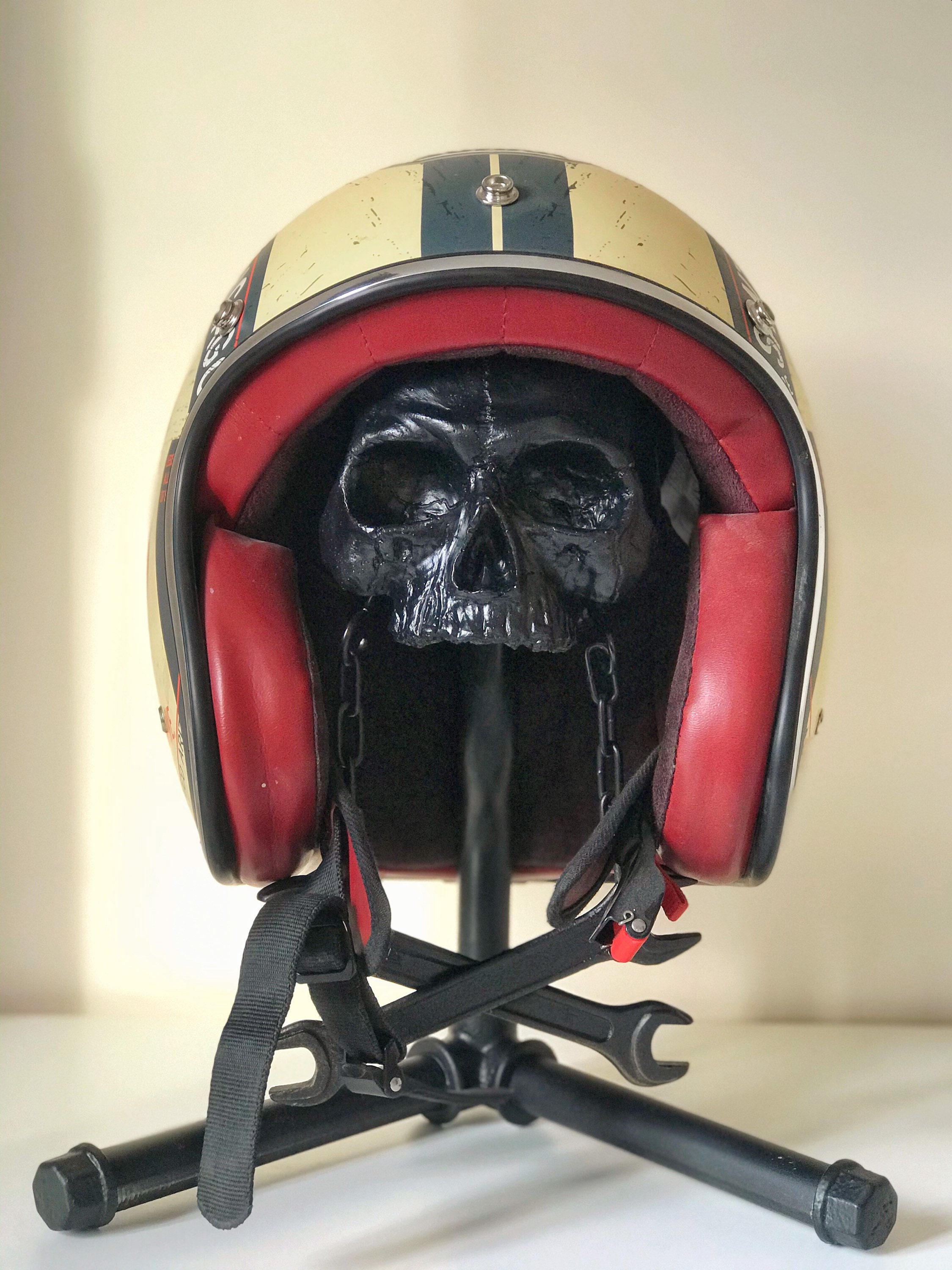 Motorcycle helmet skull helmet stand | Etsy