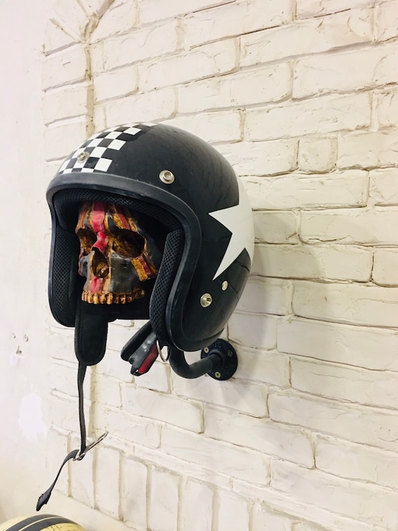 Porte-Casques tête de Mort,Support Mural pour Casque de Moto Skull