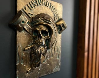 Custom Motors Skull Key Holder, Biker Piston Key Hanger
