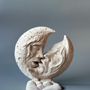 LGBTQ love, sculpture moon lovers, Same-sex couple Art gift, home decor for pride