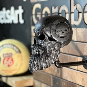 Soporte para casco de calavera con barba, colgador para casco de motocicleta, decoración de motocicleta, día del padre, regalo único para papá