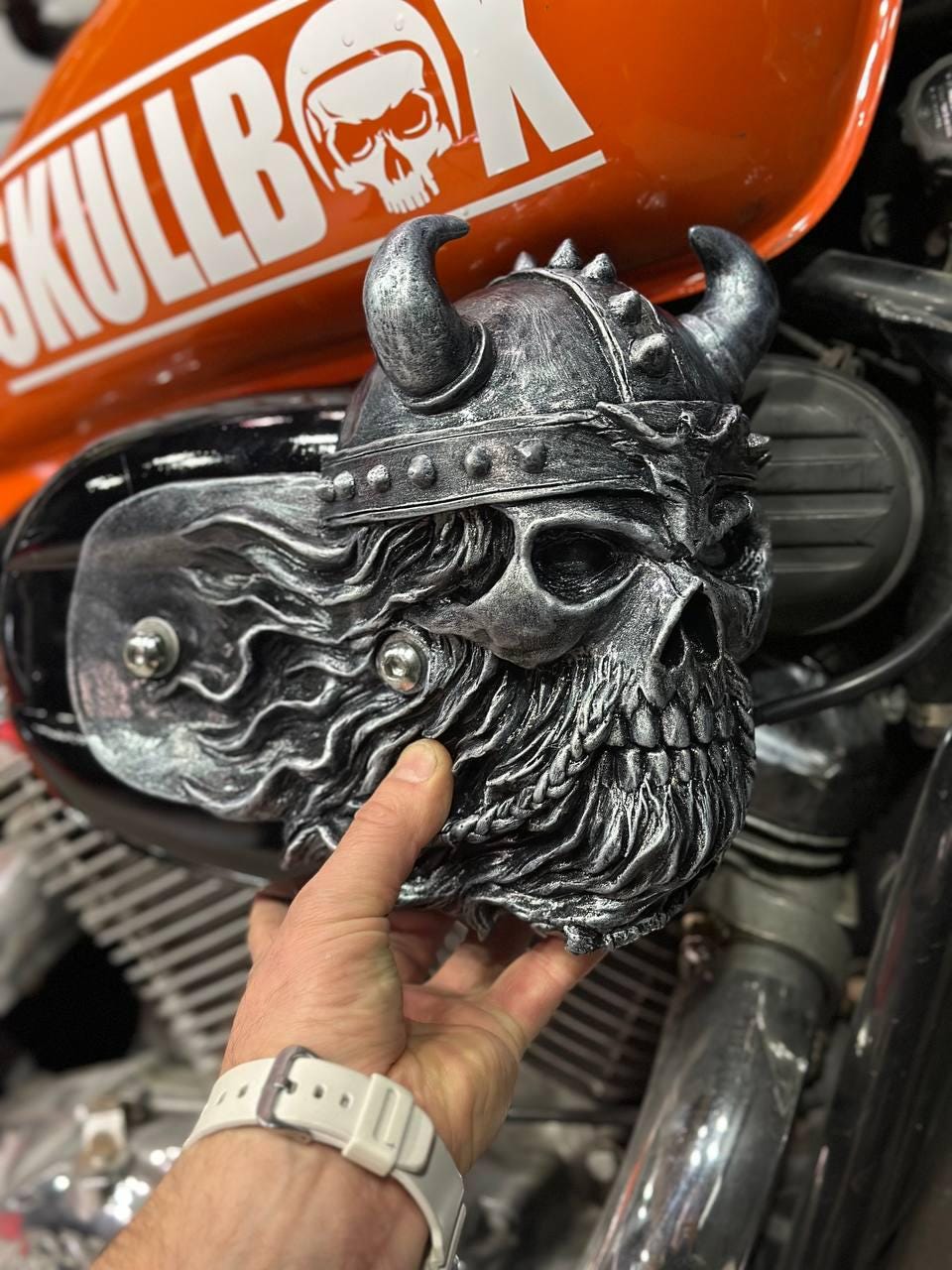 Handmade Viking Skull Air Filter Cover: Harley Davidson Sportster