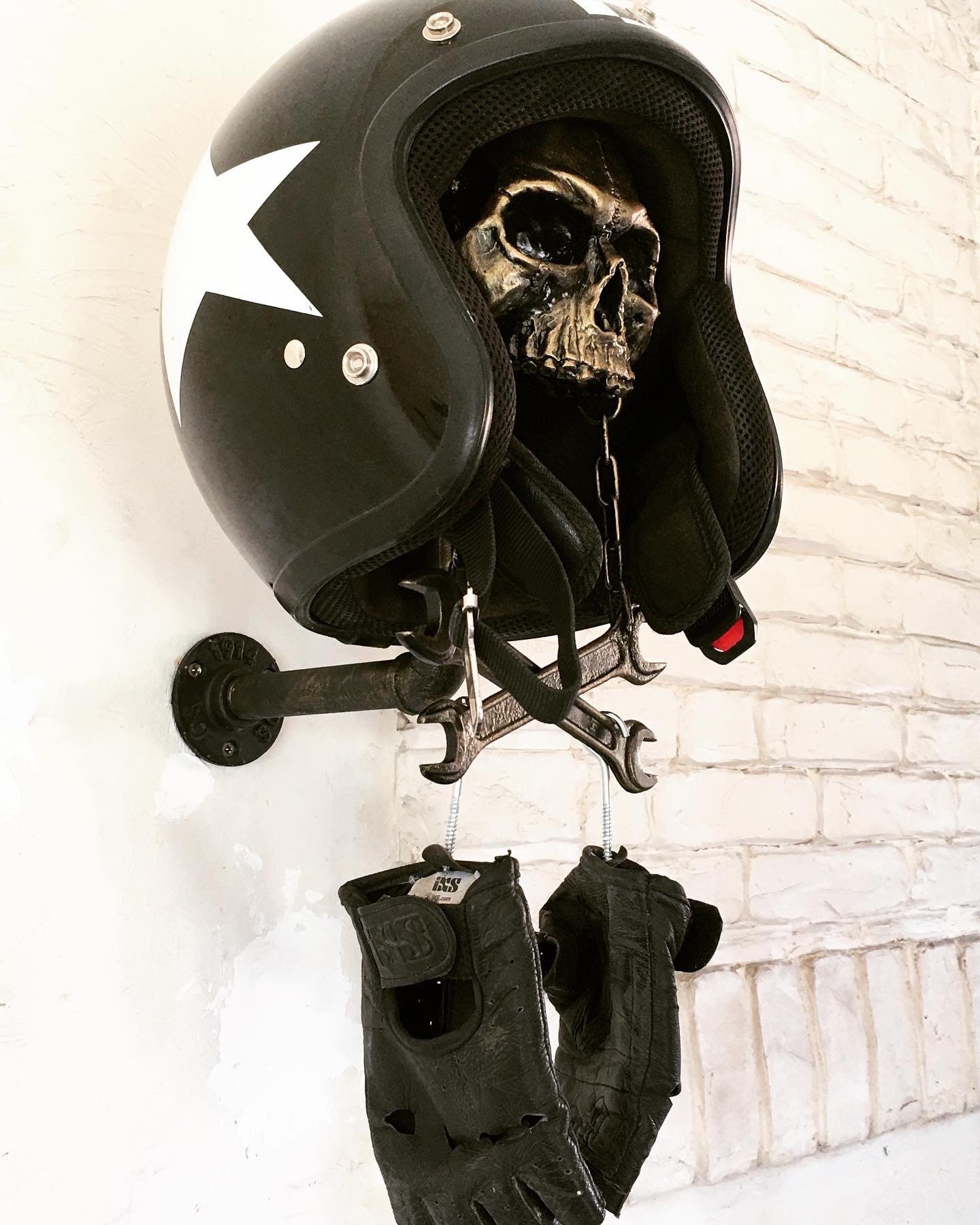 Helmet stand motorcycle helmet skull Etsy