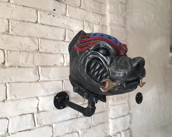 Pit Bull Motorcycle Helmet Stand: Biker Hat Hangar
